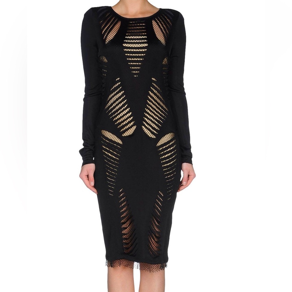 JO NO FUI Black Long Sleeve Cutout Dress size 44 IT